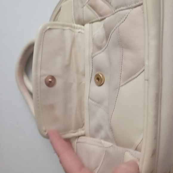 4/$30 Cream Coloured Patchwork Faux-Leather Purse - Medium Size - Picture 9 of 12